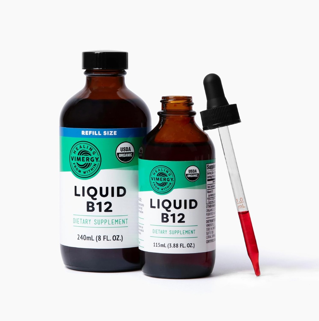 Vimergy lichid B12 (115 ml) și lichid B12 Refill (240 ml) - Bundle