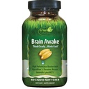 Irwin Naturals Brain Awake - 60 Softgels lichid - performanta mentala imbunatatita, Focus crescut, Claritate & Concentrare - Booster Nootropic cu L-Theanina, Bacopa, MCTs