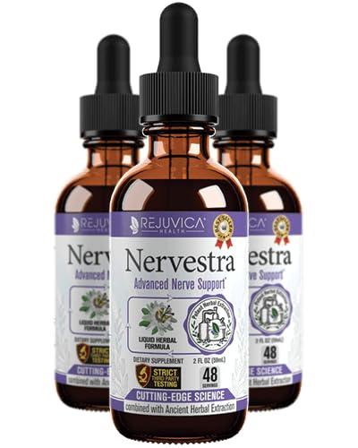 Nervestra Nerve Health Supplement - Fast-Absorbing Herbal Liquid Formula - Turmeric, White Willow Bark, B-Vitamins, Alfa Acid lipoic, Acetil-L-Carnitina și mai mult
