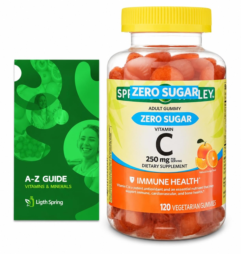 Zero zahar Vitamina C Gumies Supliment alimentar, 250 mg, 120 Ct Bundle cu vitamine exclusive si minerale - A la Z - Ghid mai bun Ligth &Spring