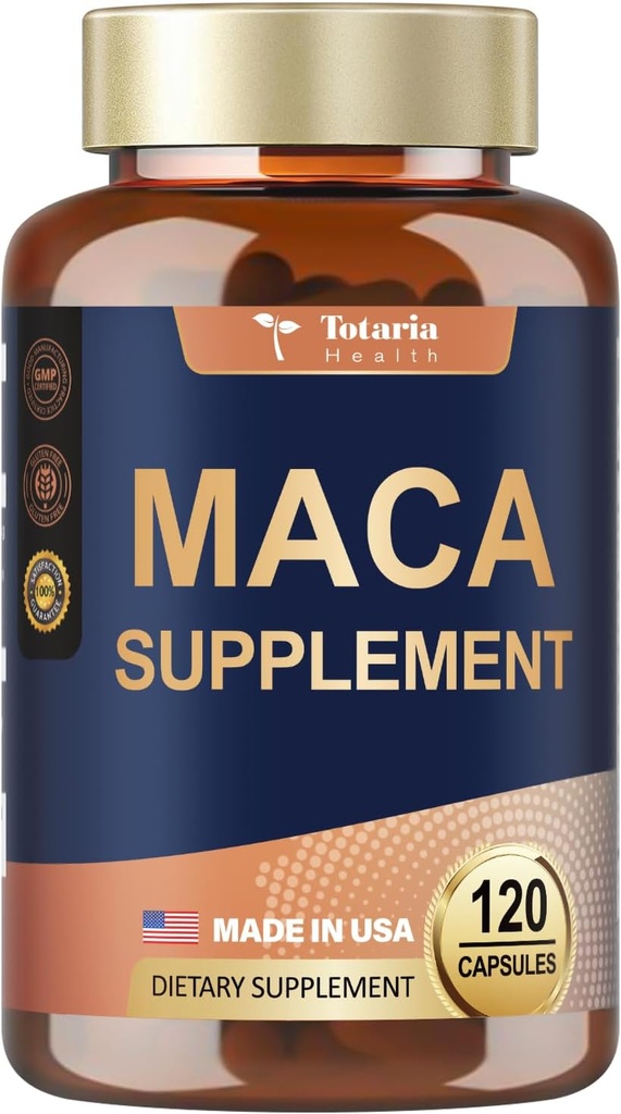 Totaria Maca Root Supplement, 120 capsule Vegan, 60 zile de aprovizionare