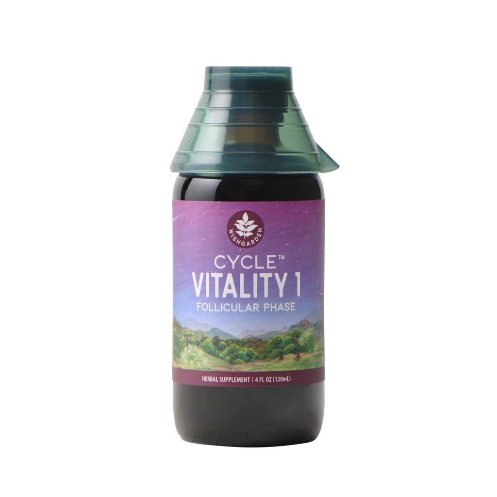 WishGarden Herbs Ciclu Vitality I Faza foliculară - Plant-Based Herbal Supplement w/Vitex & Black Cohosh, Suporturi Nivele Estrogene optime & Încurajează cicluri menstruale sănătoase & Funcţia ficatului, 4oz