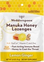 Wedderspoon Manuka Honey Imunity Lozenges, Lemon Ginger, 2.6 Oz (Pachetul din 1), Original New Zealand Honey, Boost Imunity În termen de două ore