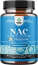 Suplimentul NAC N-Acetyl Cysteine cu vanilie - Detox N-Acetilcisteină Supliment pentru Lung Health & Respiratory Function, Ficat & Rinichi Detoxifiere & Cleanse - Amino NAC Capsule pentru adulţi - 90 Ct