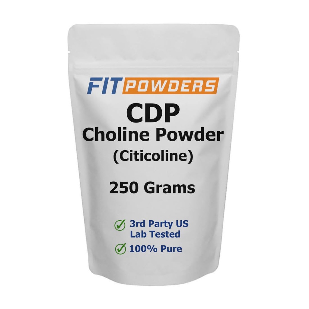 Pulbere de citicalină, pulbere de colină CDP Pură cu scoop, non-GMO, Supliment cognitiv pentru memorie și învățare (250 grame)