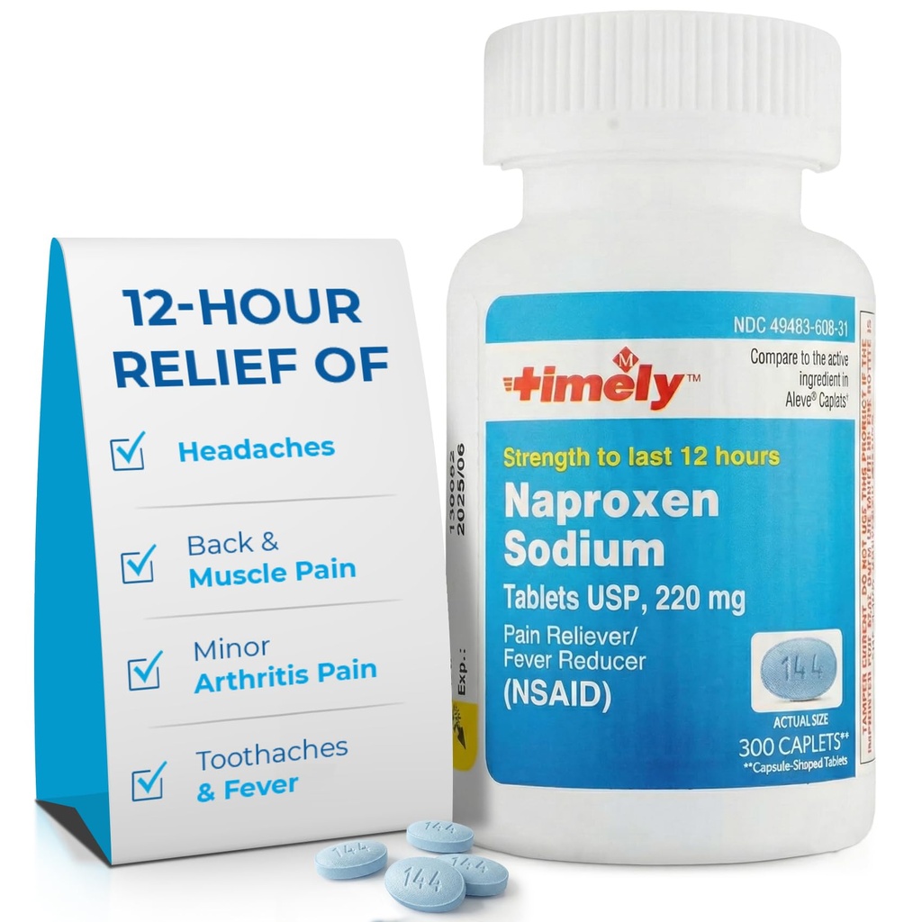 Timpul-CAP LABS, INC. Termen Naproxen Sodiu 220mg - AINS durere Reliever pentru dureri de cap, dureri de dinți, dureri minore de artrită, dureri de spate, Febră - durează 12 ore - 300 Conte