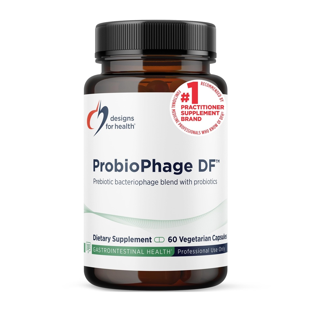 Design-uri pentru sănătate Probiofage DF - Bacteriofage Prebiotic + Probiotic Supliment - Probiotice pentru Digestia + Suport Imun - Dairy Free Pre și Pro Biotice în capsulele cu eliberare întârziată (conte 60)
