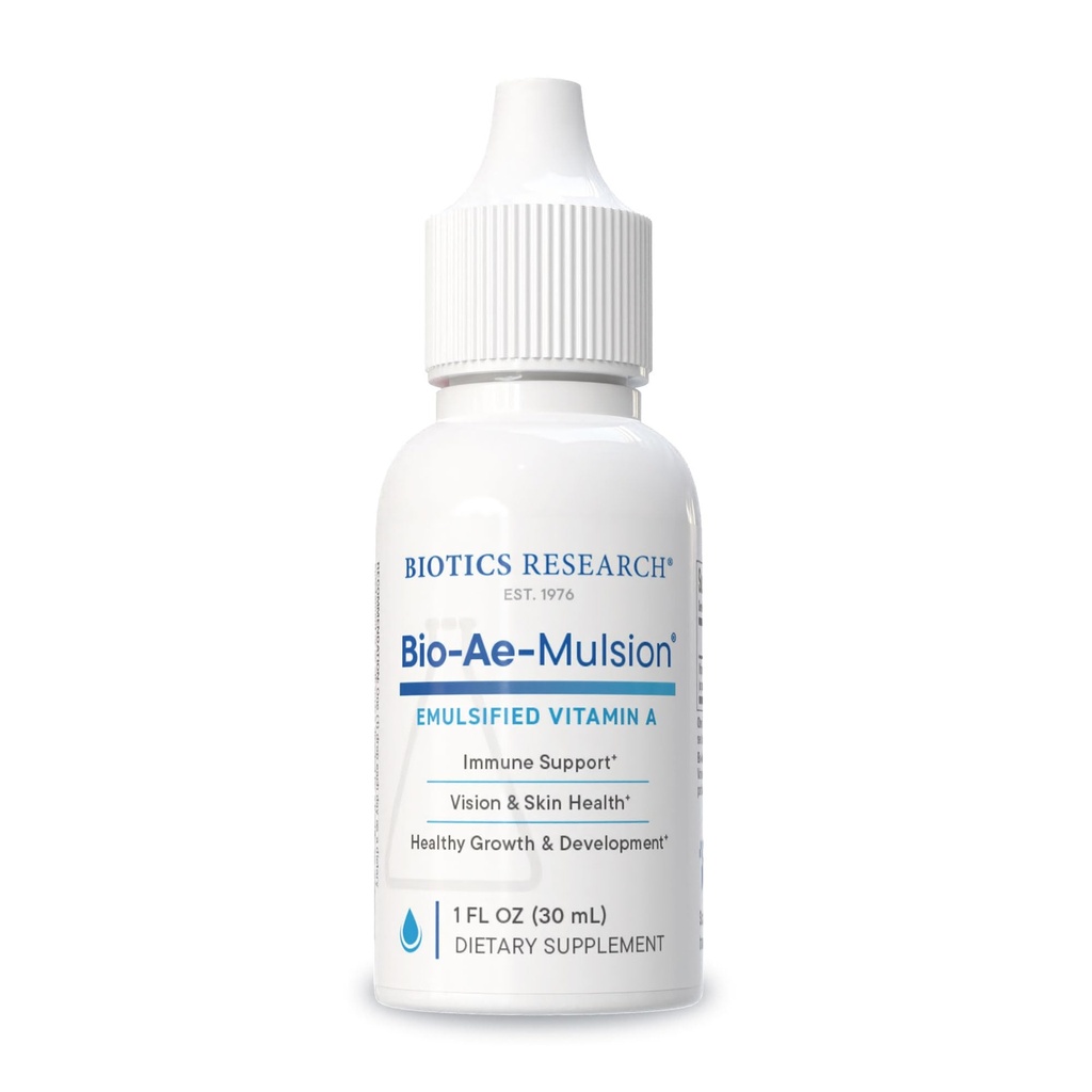 Biotics Research Bio Ae Mulsion UI Emulsified Vitamina A pentru uptake & Utilizare mai mare, Forma concentrată, Promovează răspuns imun, SIDA în Acuitatea Vizuală, Suportă Cardiovasculară 1 Ounces de lichide