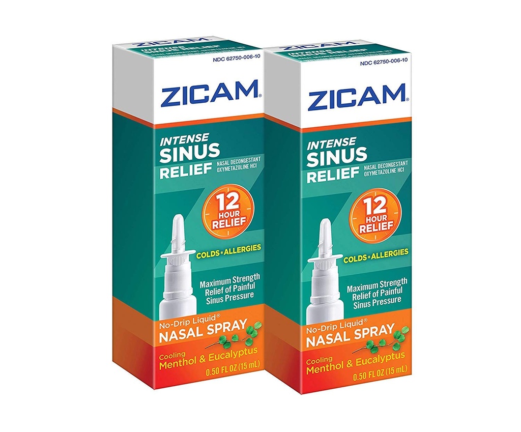 Zicam Intense Sinus Relief Nu picurare lichid Spray nazal cu mentol & Eucalipt de răcire, 0,5 Ounce (Pachet de 2)