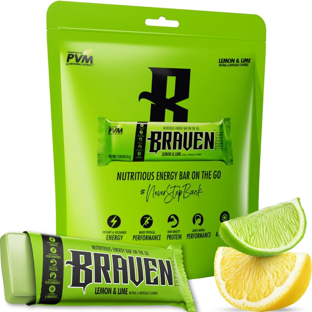 Braven Bar Lemon Lime Energy Baruri (1.59 oz, Pachet de 10) 