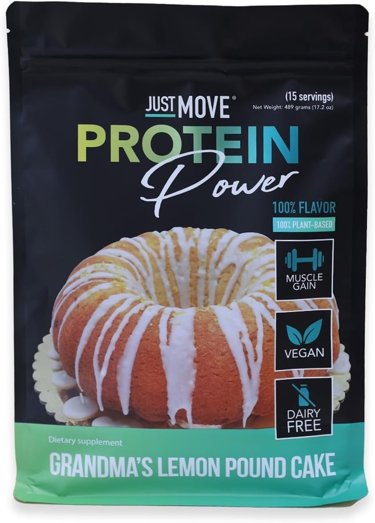 Doar muta Protien - Bunica lui Lemon Pound Tort - Vegan (bazat pe Plant), Organic, Dairy Free, Soy Free, Gluten Free, Keto, Peanut Free, 20g Proteina, Carb scăzut, Non OMG (17.2 Oz)