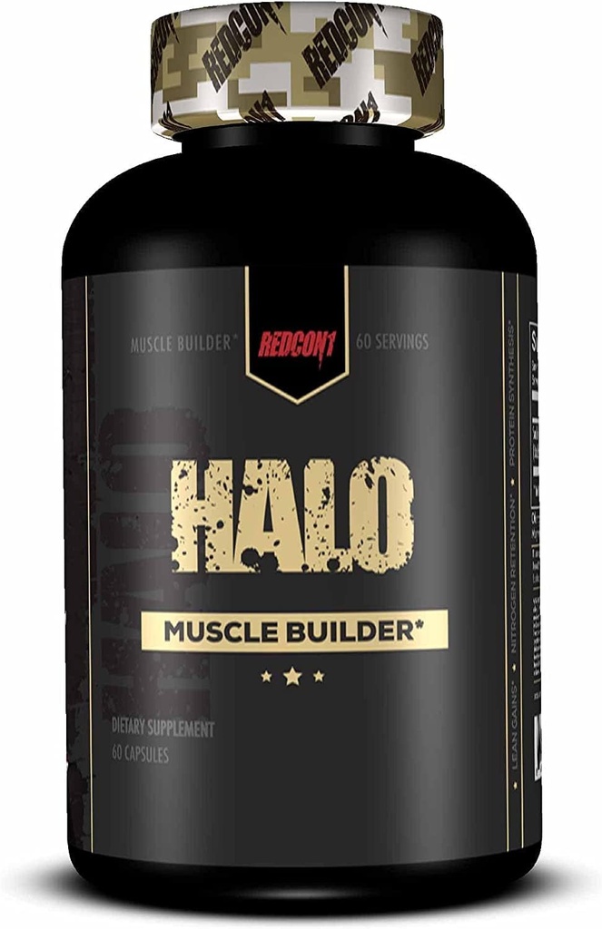 REDCON1 Halo Muscle Builder Supliment - Gluten gratuit + Keto prietenos pentru a sprijini creșterea masei musculare - Conține extract de rădăcină chineză Smilax pentru a îmbunătăți reținerea azotului (60 capsule)