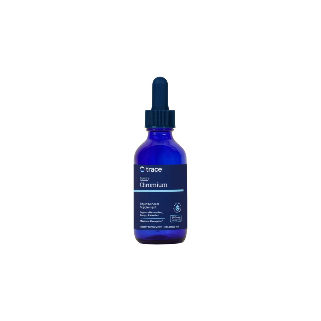 Trace Minerale Crom ionic 550 mcg - Supliment alimentar pentru a sprijini energie si crestere musculara - Picatura lichida supliment cu magneziu, crom, clorura si mai mult - 2 fl oz (despre 48 Serviri)