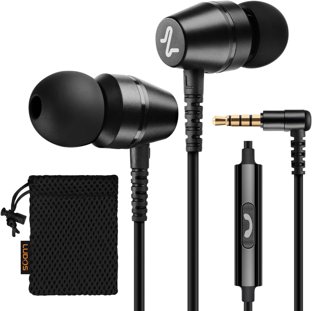 LUDOS OMNITONE Cască cu fir în-Ear Căști, Garanție 5 ani, Căști cu Microfon, 3.5 mm Jack Cadouri cu urechi, Videoconferință pentru iPhone, Samsung, Computer, Laptop, Copii, Studenți școlari