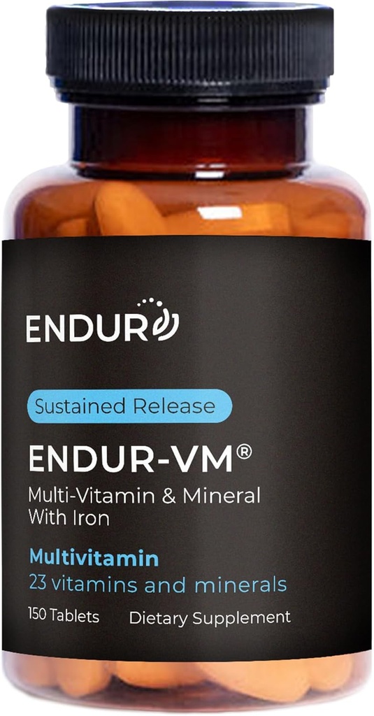 Endur-VM Multivitamine & Minerale (cu fier), multivitamine zilnice cu minerale vitale, vitamina B, vitamina D & Acid folic, gluten gratuit, 150 comprimate