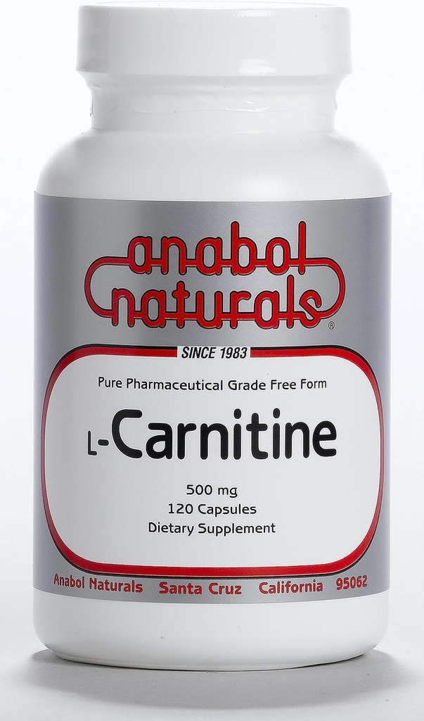 Anabol Naturals L-Carnitina 120 Capsule- 500 mg Pure L-Carnitină Per capsulă, 120 Serviri