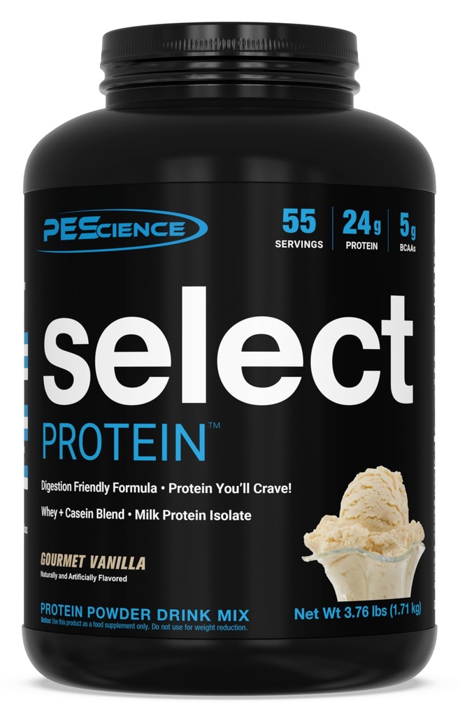 Pescience Select Pudră de proteine, Whey și Casein Blend, Pulbere de proteine curate pentru femei și bărbați, Calorie scăzut, Carb scăzut, Keto prietenos, Gluten gratuit - Vanilie Gourmet - 55 Serviri
