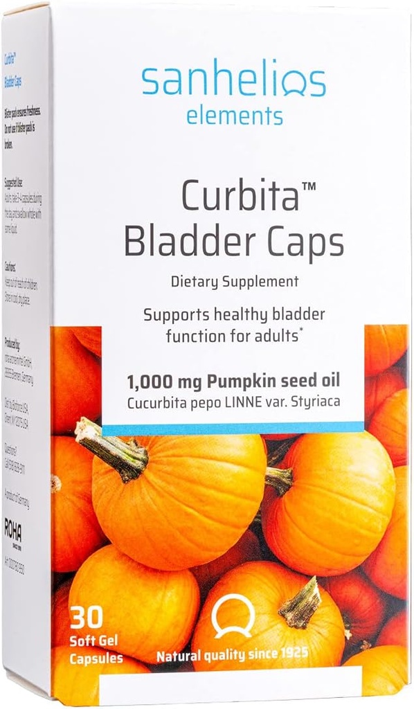 Sanhelios Curbita Bladder Caps dovleac Seed Oil 1000mg - Healthy Bladder Function Supplement for Men & Women - Non-GMO, Sugar-Free, Conservativ-Free, Gluten-Free - 30 Softgel Capsule