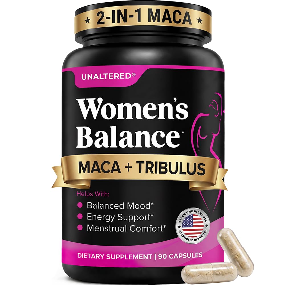 UNALTERED Echilibrul hormonului & suport pentru femei - Sprijină în mod natural echilibrul hormonal și energia cu extract de rădăcină Tribulus Terrestris & Red Maca - Supliment alimentar - 90 capsule Vegan