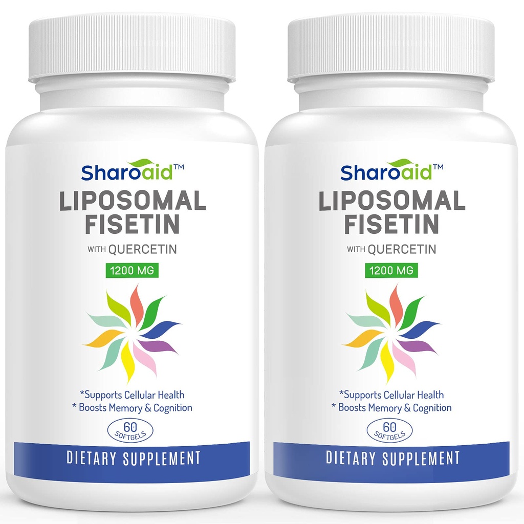 Fisetina lipozomala cu suplimente de Querbetin 1200 mg per Serving, Polifenoli de înaltă absorbţie antioxidanti pentru femei,Men,Non-GMO,Gluten-Free,2 Softgels flacon-120