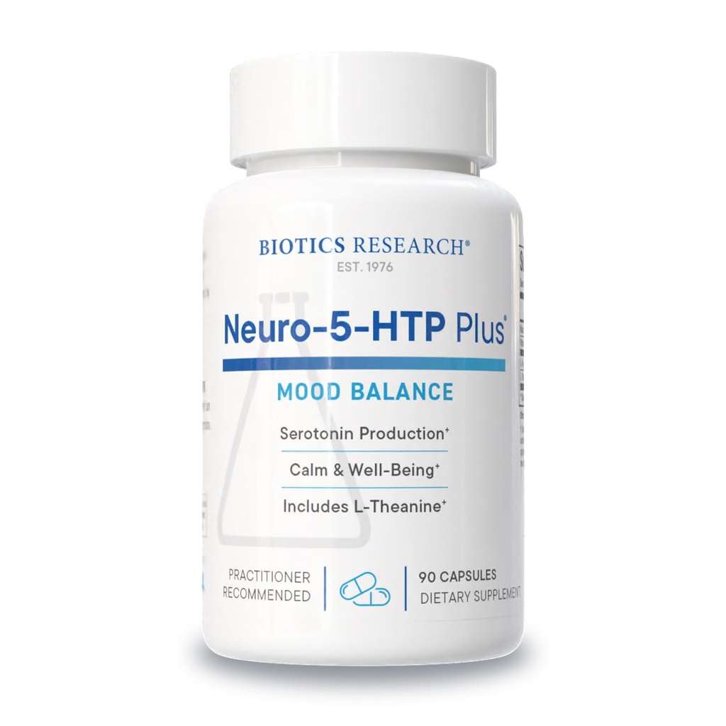 Biotics Research Neuro 5 HTP Plus Suport neurologic, Activitatea cerebrală calmă, Modele de somn sănătos, Senzație generală de bine-Being, Promovează Relaxare, Serotonină Precursor, L Theanine, 90 Capsule