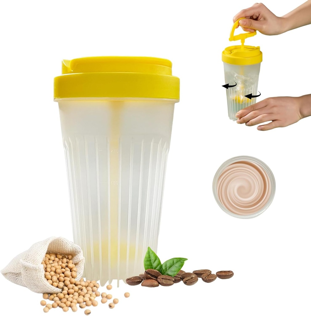 MIUPOO Sticla amestec,Cupa Stir Durabil pentru Stirring Beverage,Small Blender Shaker Sticla,Cupa de cafea reutilizabilă Potrivit pentru amestecarea cafea, Shake-uri de proteine, Smoothies, Suplimente de exercitii si bauturi