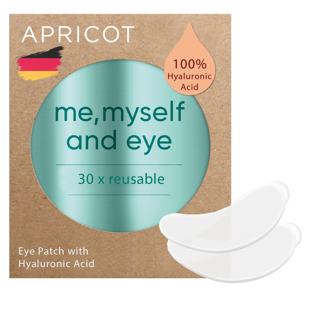 APRICOT ochi patch-uri cu acid hialuronic (ambalaj de 1) I Pad-uri anti-îmbătrânire ochi "Eu,Myself and Eye" I reduce ridurile ochi I patch-uri reutilizabile ochi I silicon tampoane împotriva ridurilor am făcut în Germania