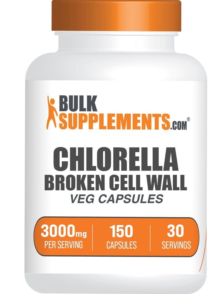 BulkSupplements.com Capsule Chlorella - Perete de celule rupte, supliment Chlorella - Superfood Supliment, Vegan & Gluten gratuit, 5 capsule per Serving, 150 Conte (Pachet de 1)