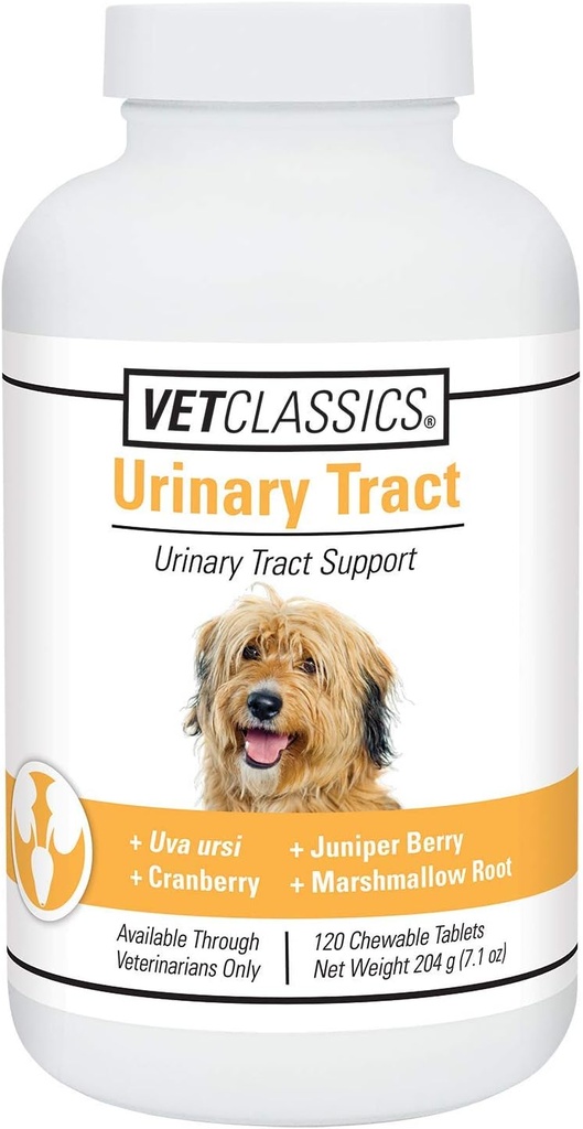 Vet Classics Tract urinar Dog Supliment - Suport Tract urinar pentru câini, Incontinenţă de animale de companie- Cranberry Dog Suplimente- Tablete masticabile 120 Ct.