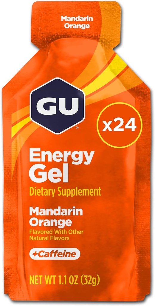 GU Energie Original Sports Nutrition Energy Gel, Mandarin Orange, 24 Conte Box