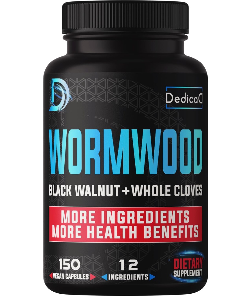Premium Wormwood Extract capsule - 5 luni de aprovizionare pentru imun - 12 plante aromatice amestecate cu frunze de nuc negru, ghimbir, Turmeric & More - 150 de conte