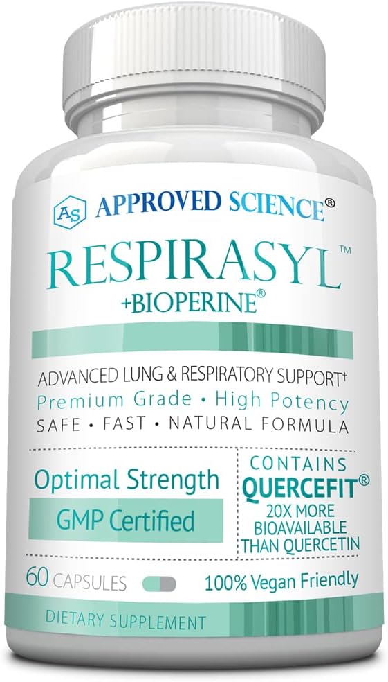 Aprobat Science® Respirasil - Lung și suport respirator - cu Quercefit, Vitamine A,C,D, BioPerine - 60 Capsule - Made in the USA