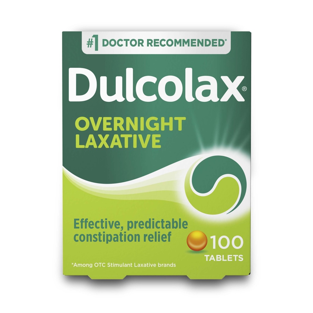 Dulcolax Stimulant Laxative Tablets, Previzibil & Eficient Constipation Relief, Relieves String & Bloating, Bisacodyl 5 mg, 100 Conte