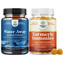 Bundle of Water Away Fluid Retention with Dandelion Leaf Extract & Green Tea for Bloating Relief and Turmeric Gummies for Adulti Peach Flavor - Turmeric Curcumin with Black Pepper Extract and Ginger