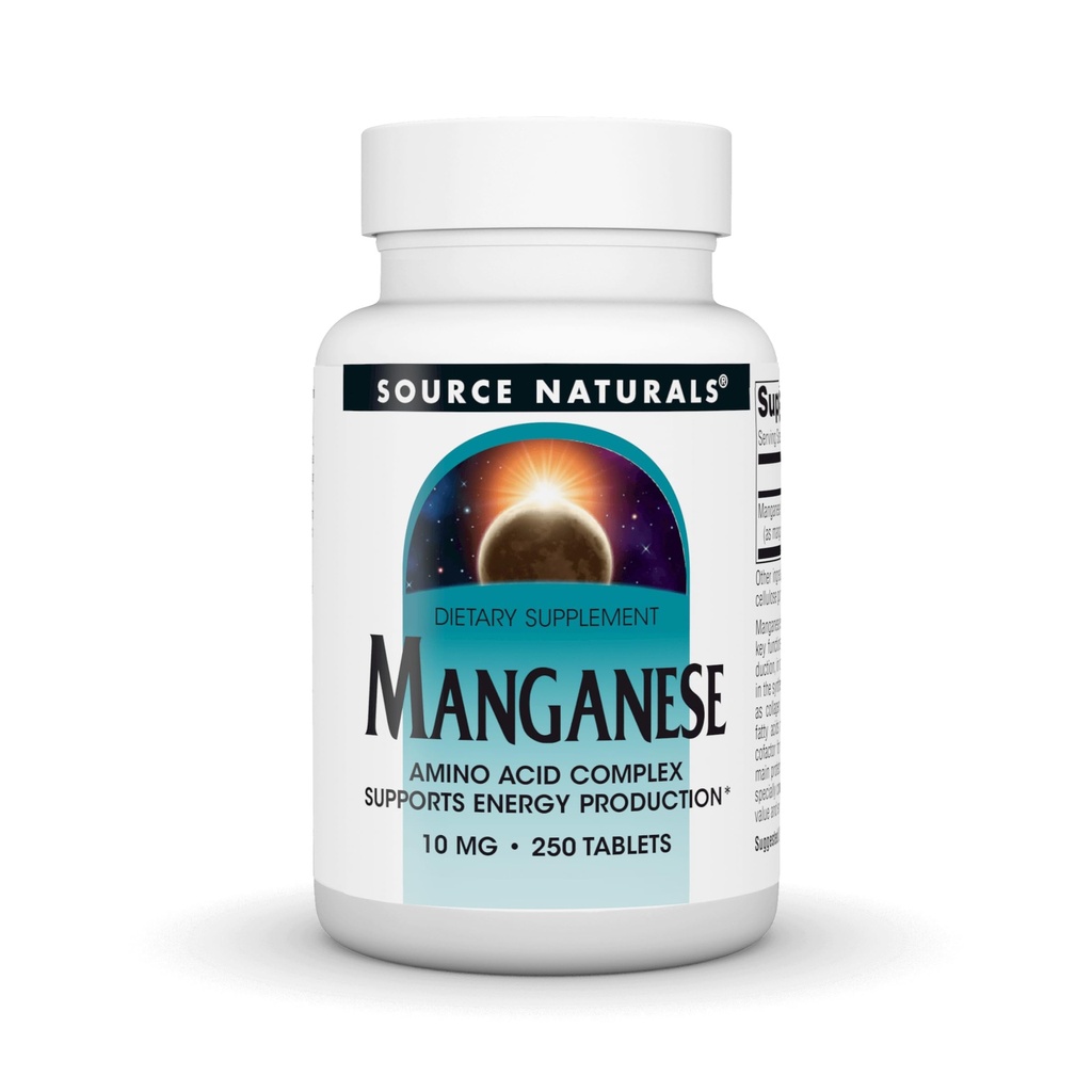 Sursa Naturals Mangan, Amino Acid Chelat - susține producția de energie - 250 tablete