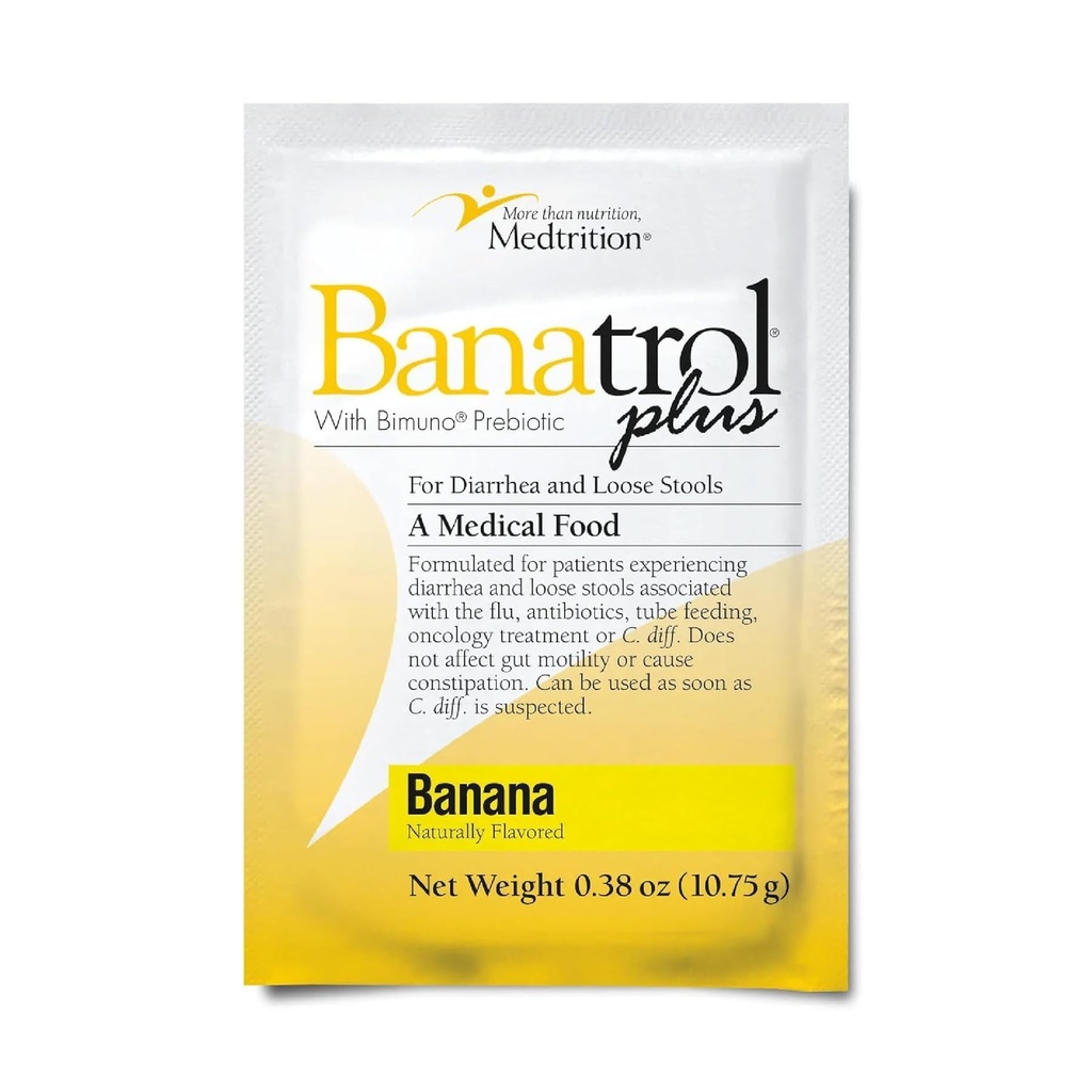 Medtrition Banatrol Natural Anti-Diarrheal with Prebiotics, Relief from Chronic Diarrhea, IBS, Recurring Diarrhea, Clinically Supported Medical Food, Non-Constipating, 25 Servings (Banana)