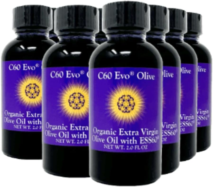 Ulei comestibil natural, mini caz de ulei cu C60 ESS60 pur, suport imunitar și supliment de sprijin comun, set de 12, 2 oz