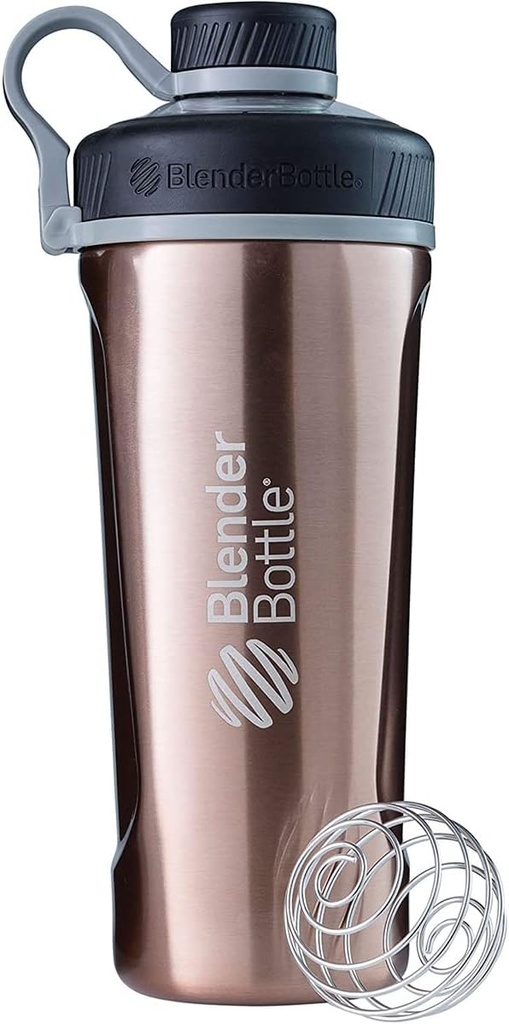 BlenderBottle Radian Shaker Cup Izolat din oțel inoxidabil sticla de apă cu whisk sârmă, 26-Ounce, cupru