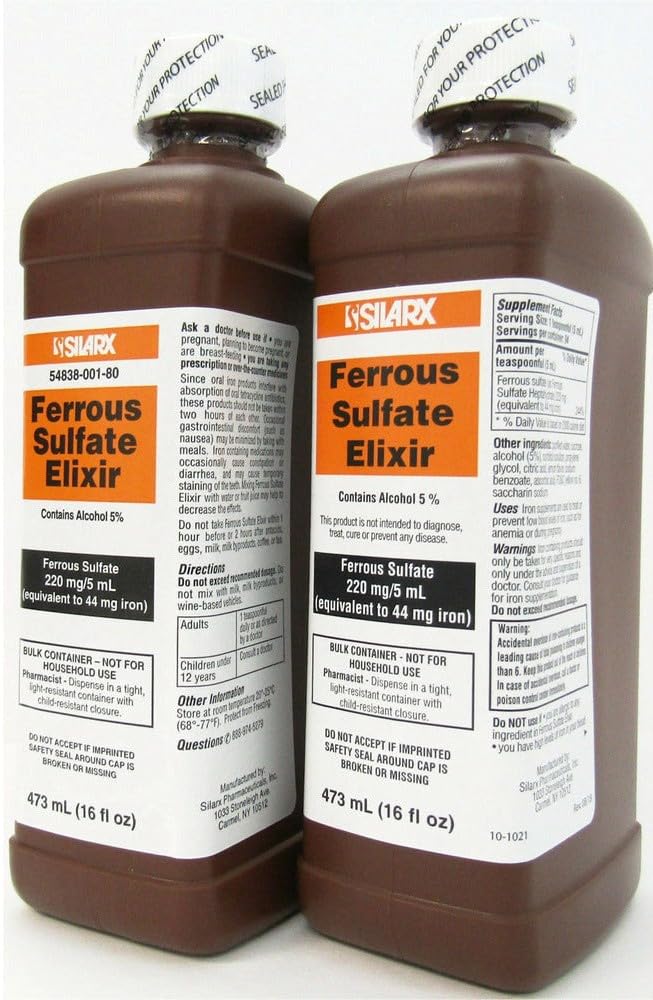 Flaconul cu sulfat Elixir 220 mg/5ml 16oz - cutie cu 4 flacoane