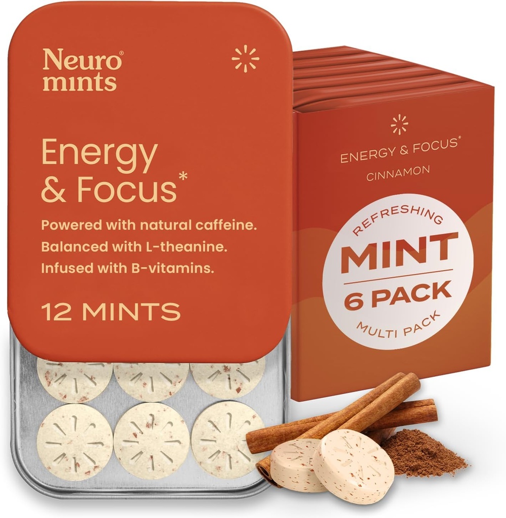 NeuroGum Energy Cafeine Mints (72 Pieces) - Zahăr gratuit cu L-teanină + Cafeină naturală + vitamina B12 & B6 - Nootrop Energy & Focus Supliment pentru femei și bărbați