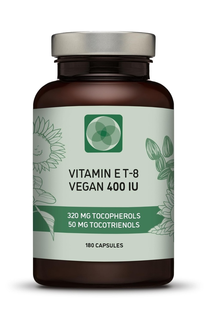 Vitamina E - Toate cele 8 tocoferoluri + tocotrienol 400 UI Vegan - Alpha Tocopherol/Tocotrienol + Beta Tocopherol/Tocotrienol + Gamma Tocopherol/Tocotrienol + Delta Tocopherol/Tocotrienol (180)