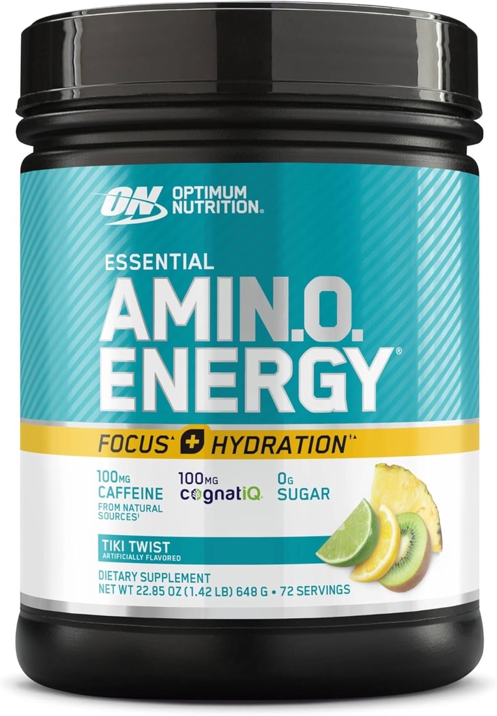 Optimum Nutrition Essential Amino Energy Focus + Hidratare, Tiki Twist, 72 Servings