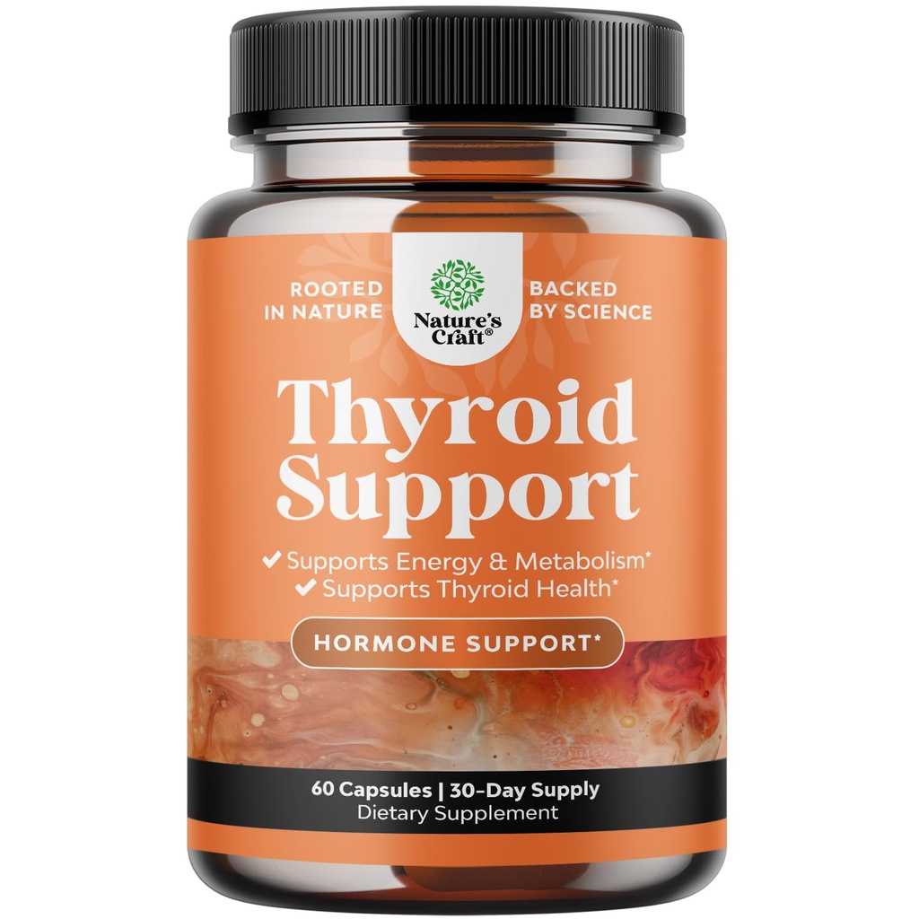 Complexul de suport tiroidian din plante - Potent Kelp Iod Supliment cu L Tyrosine, Bladderwrack, Seleniu & Pur Ashwagandha pentru echilibru hormonal - Mood & Energy Dietary Pilule - 60 Conte