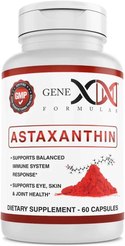 GENEX 12mg Ataxanthin Softgels (60 capsule) Antioxidant natural pentru ochi, piele și asistență comună pentru sănătate și imunitate - Gluten gratuit, non-GMO (60 zile de aprovizionare)