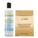 INGREDIENTE ORIGINALE Pure Acid hialuronic și Glicerină de legume Bundle, Diverse Dimensiuni, Grad alimentar, Oderless
