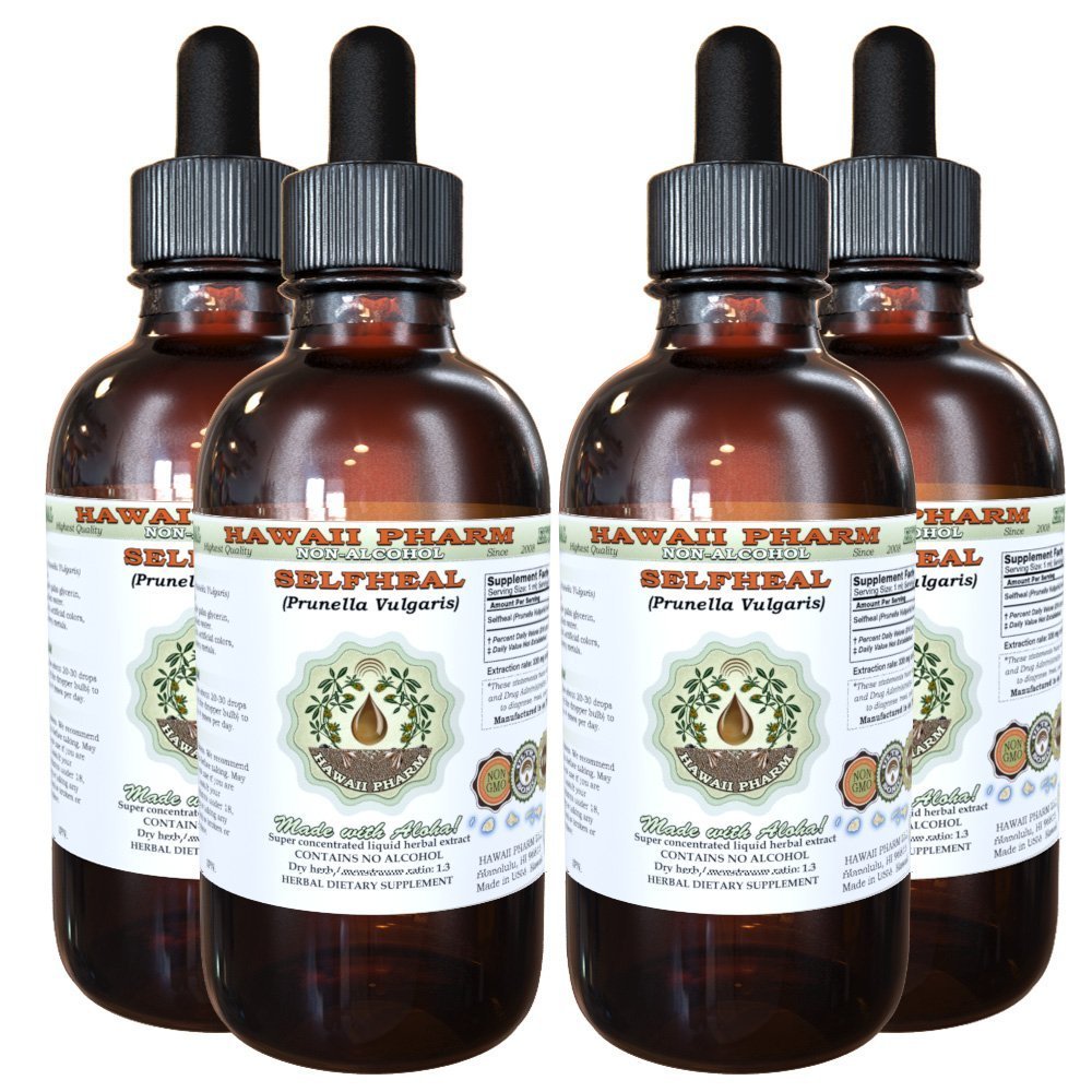 Selfheal Alcool-Liquid Extract, Organic Selfheal (Prunella Vulgaris) Herb Glycerite Supliment natural Herb, Hawaii Pharm, SUA 4x4 fl.oz