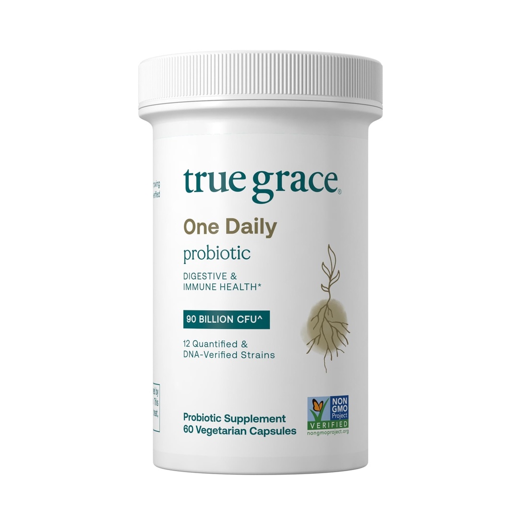 Adevărata Grace One Daily Probiotic - 60 Capsule vegetariene - 90 Miliarde CFU - Gut, Digestive & Immune Health Support Blend with Prebiotic Fiber - Gluten & Soy Free - 60 Servings