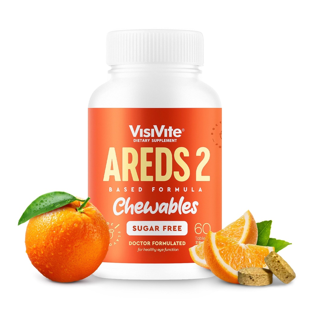 AREDS 2 Vitamine de ochi fără zahăr - Alternative la gume luteina pentru ochi - Lutein pentru sănătatea ochilor - Vitamine de ochi premium fără zahăr - Suplimente de îngrijire a ochilor pentru adulți (comprimate masticabile)