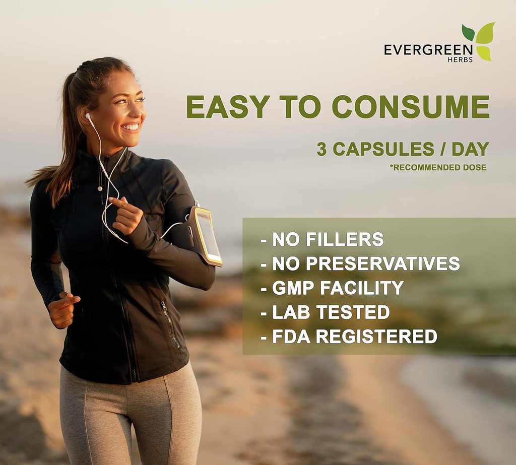 Evergreen Herbs Supliment Capsule Herbal 90 Conte (Senna Leaf) - Tamper Proof Seal pentru a asigura prospețime.