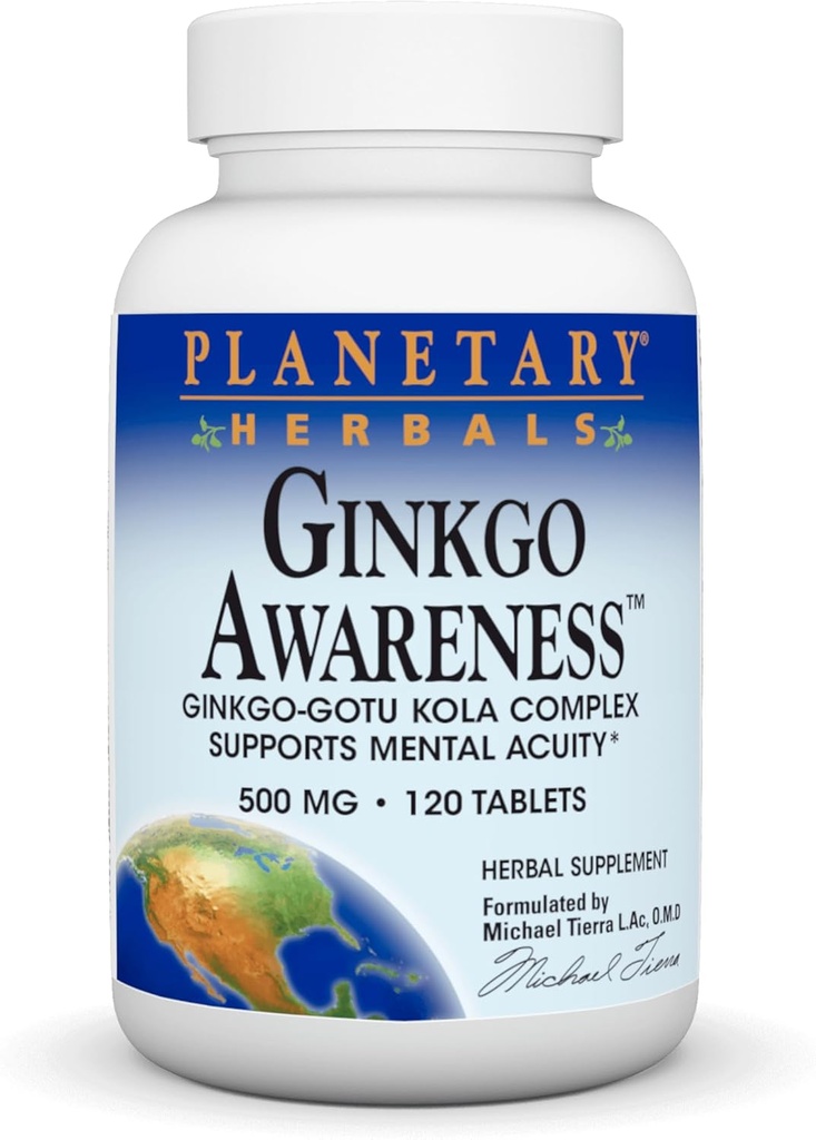Herbals planetare Ginkgo tablete de conștientizare, 120 conte